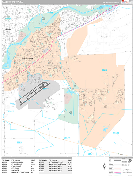 Rancho Cordova Map Premium Style